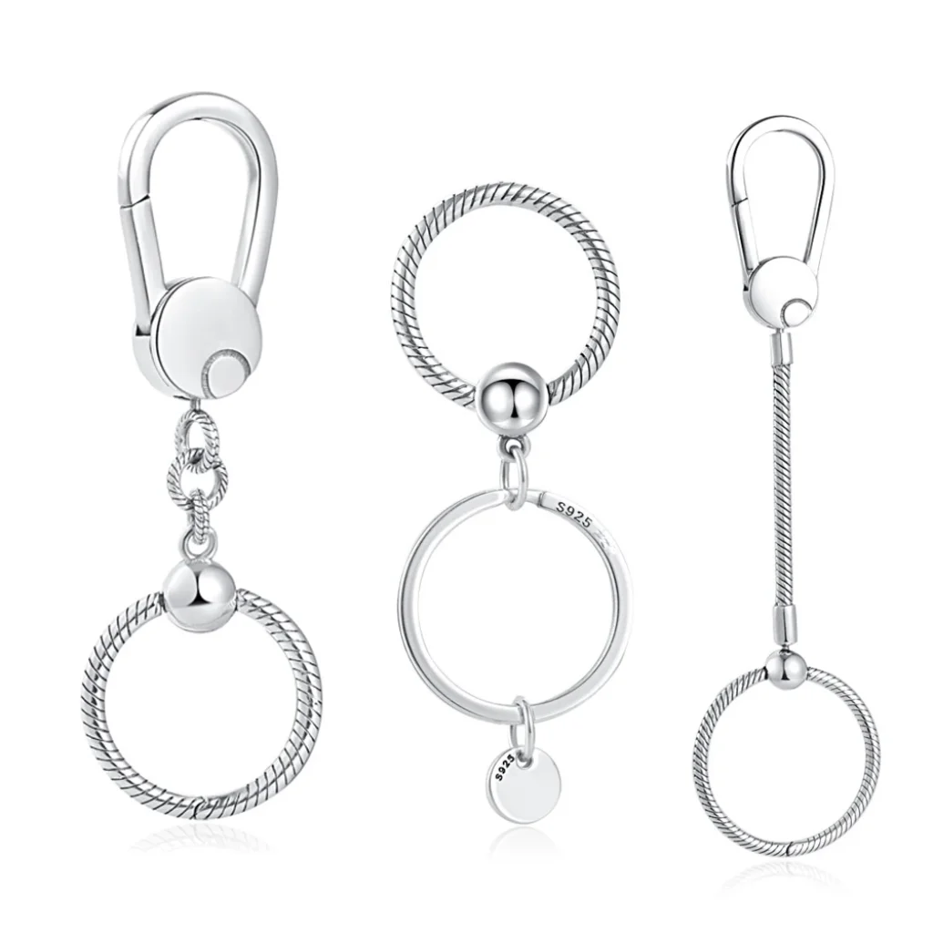 Keychain Authentic 925 Sterling Silver Moments Bag Charm Holder Key Ring Set Fit Original Charms for Women Jewelry