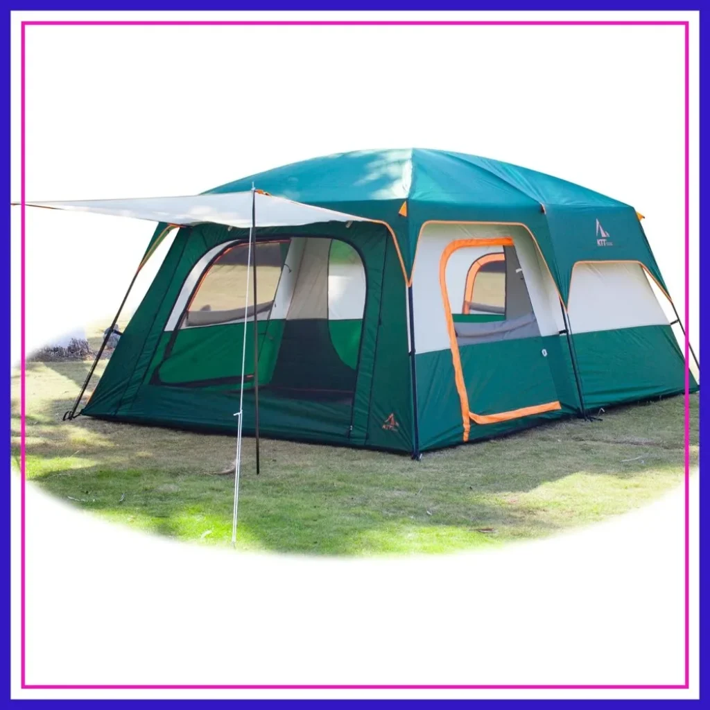 KTT Extra Large Family Tent 6-10-12-14 Person, 2 Rooms, 3 Doors, Waterproof, Double Layer for Camping