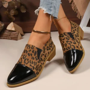 Leopard Printed Women’s Low Heel Pumps Fashion Patent