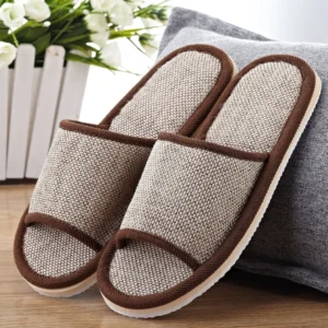 Linen Slippers Men Women Indoor Floor Slippers Domestic