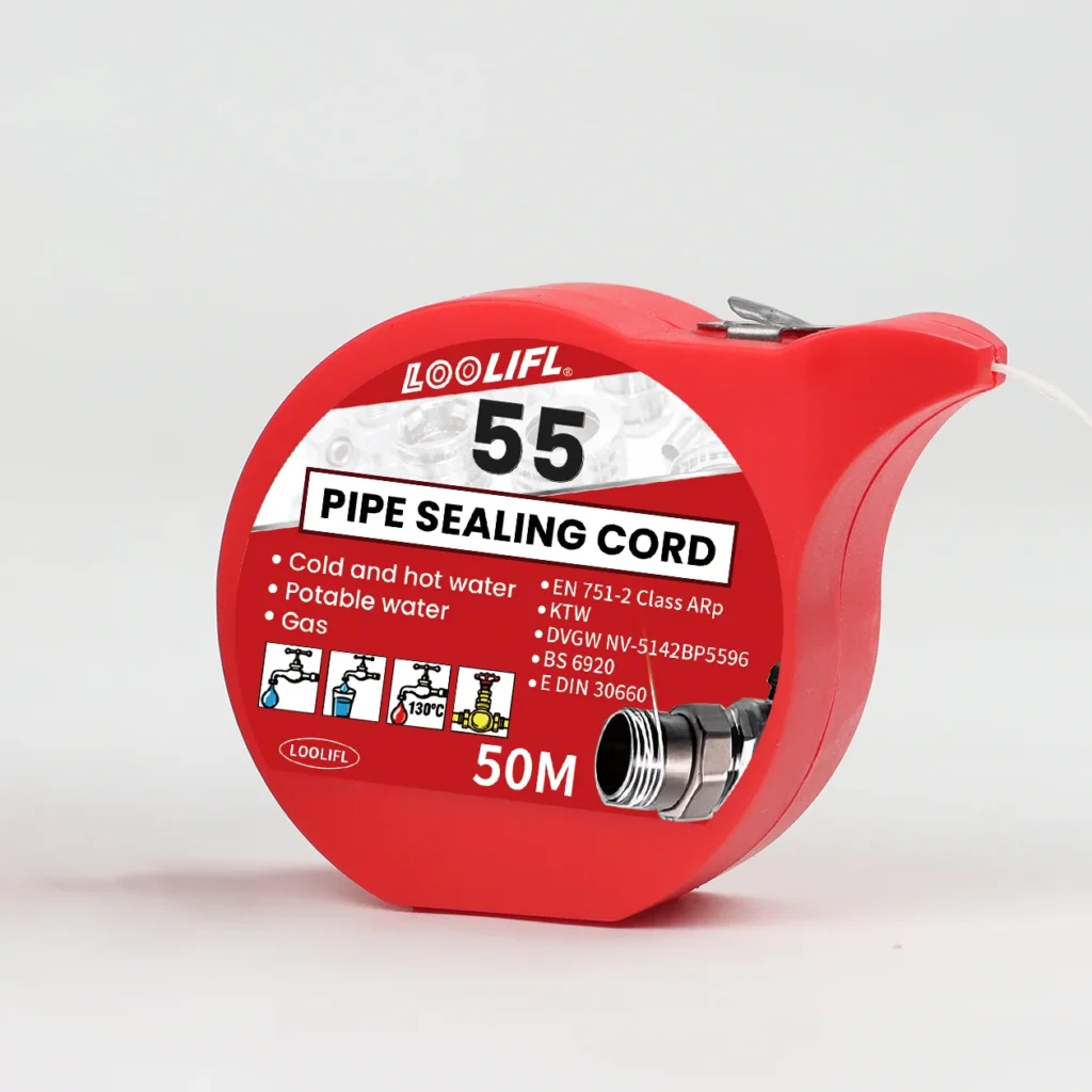 LOOLIFL55 Pipe Sealing Cord 50M,Thread Seal Tape for Gas Water Potable Water Hot Cold Water Plumbing Pipe Fitting Sealant with