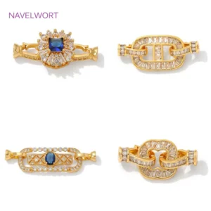 Luxury 18K Gold Plated Connectors Clasps,With Zircon Locks Clasps,Fasteners For Bracelet,DIY Necklaces Jewelry Making Findings