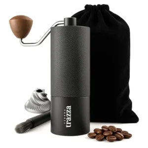 Manual Coffee Grinder, Conical Burr Coffee Grinder with Stainless Steel Burrs and Walnut Handle for Espresso, French Press, Tra
