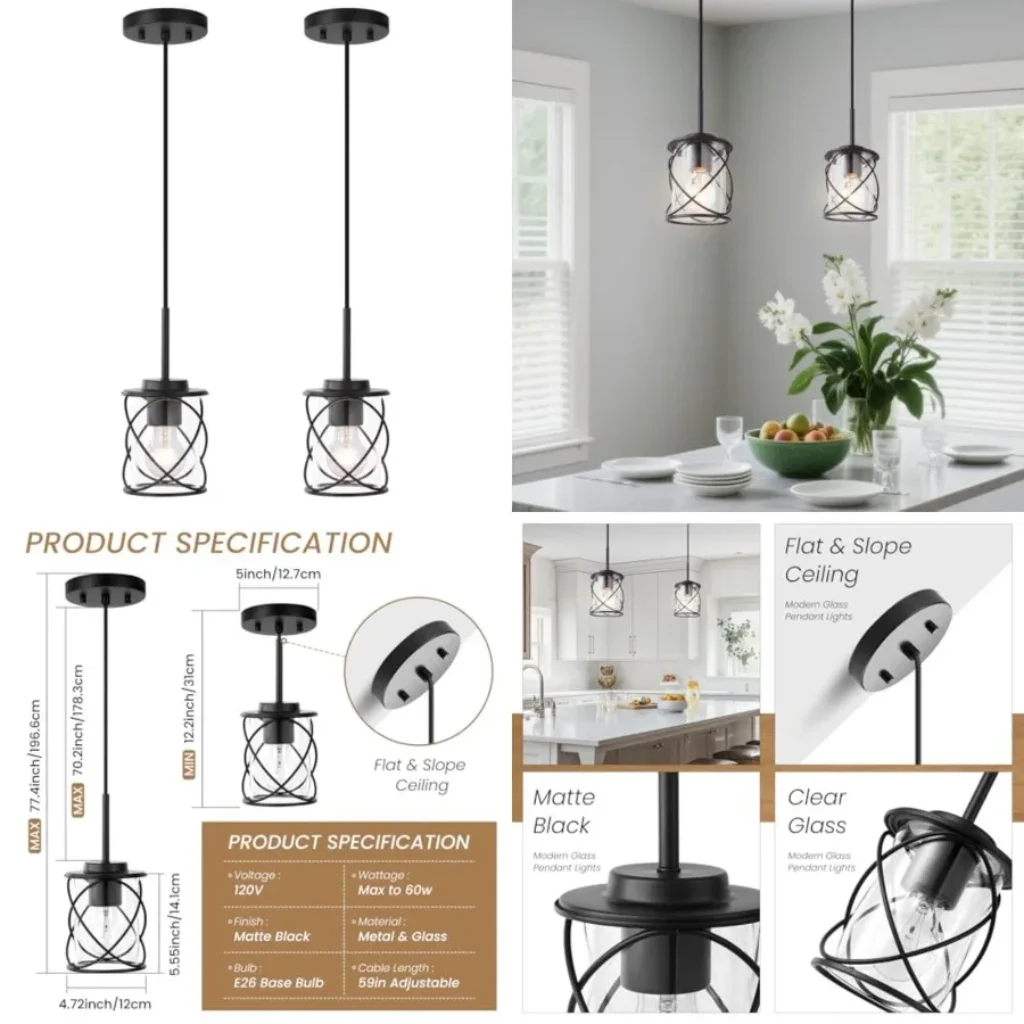 mavcadonf Kitchen Island Light, Pendant Lights Stairwell Lighting Chandelier for Dining Room, Modern Linear Pendant Light for K