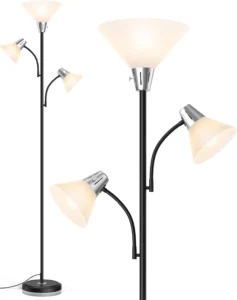 Modern Floor Lamp with 3 Adjustable Reading Lights, Energy-Saving LED, Stable Base for Living Room, Bedroom, Office