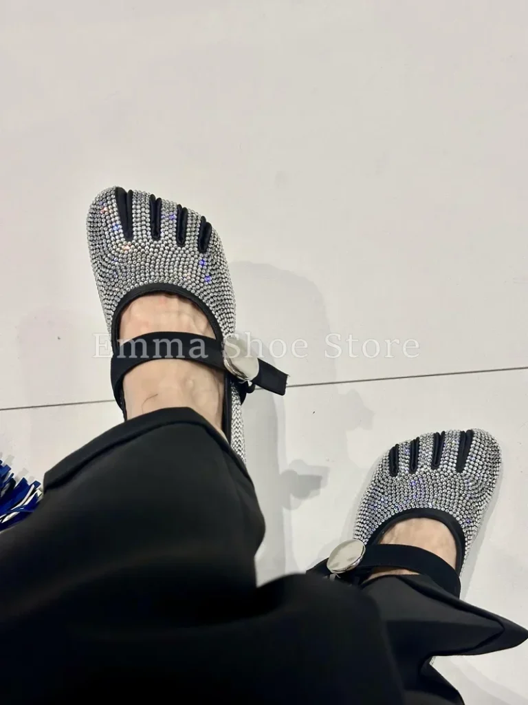 Arrival Women’s Five-Finger Split Toe Loafers Diamond Studded