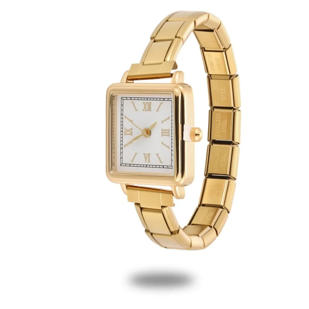 New Classic Trendy Square Watch Head DIY 9MM Width Italian Charm Bangle High Quality Stainless Steel Watch Bracelet Jewelry