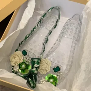 Style Square-toe Open-toe Sandals Flat Sole Jelly-style Shoes