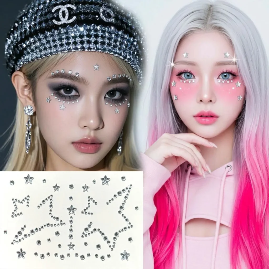 No Glue Self Adhesive Rhinestone Stickers 3D Holographic Gems Party Decoration For Stage Makeup Waterproof Shiny For Children