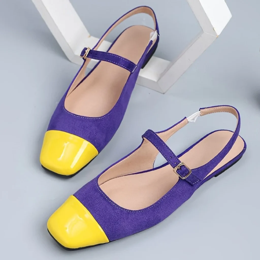 Novelty Suede Splicing Mixed Color Mary Jane Shoes