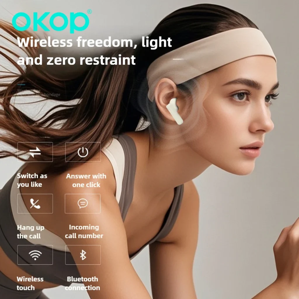 OKOP AI Headset,Wireless Bluetooth Headset,in-ear Noise Canceling Headset,Outdoor