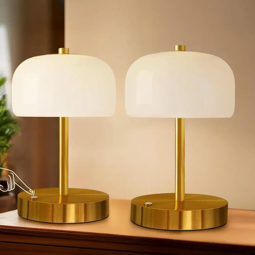 Oneach 9″ CordlTable Lamps Set o 2, Gold