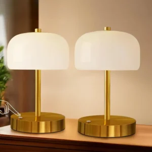 Oneach 9″ CordlTable Lamps Set o 2, Gold