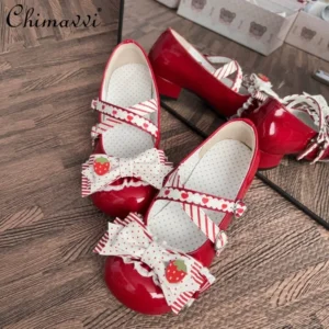Original Sweet Bowknot Strawberry Cute Girl Lolita Shoes