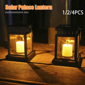 Outdoor Solar Candle Lantern Retro Palace Lantern Lights Hanging Landscape Floor Lights for Garden Path Yard Walkway Decoration