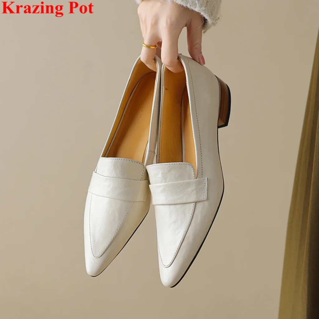 Plus Size 33-42 Sheepskin Pointed Toe Shallow Low