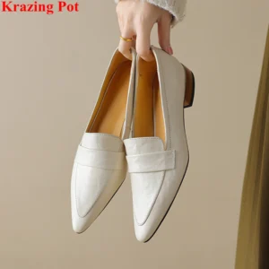 Plus Size 33-42 Sheepskin Pointed Toe Shallow Low