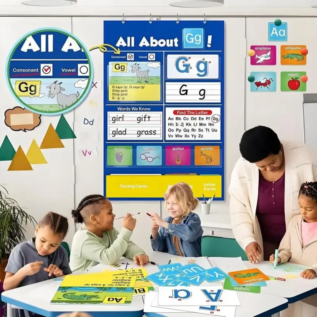 Pocket Chart For Alphabet Learning All About Alphabet Chart Homeschool Activities Letter Learning Supplies For Boys Girls Kids