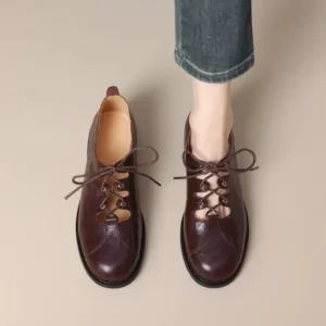 Retro Hollow Strappy Small Leather Shoes 2026 Spring
