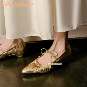 Retro Pleated Pumps Women Sexy Shoes Lace Up
