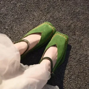Retro Square-toe Shallow-mouth Single Shoes Spring Autumn Women’s