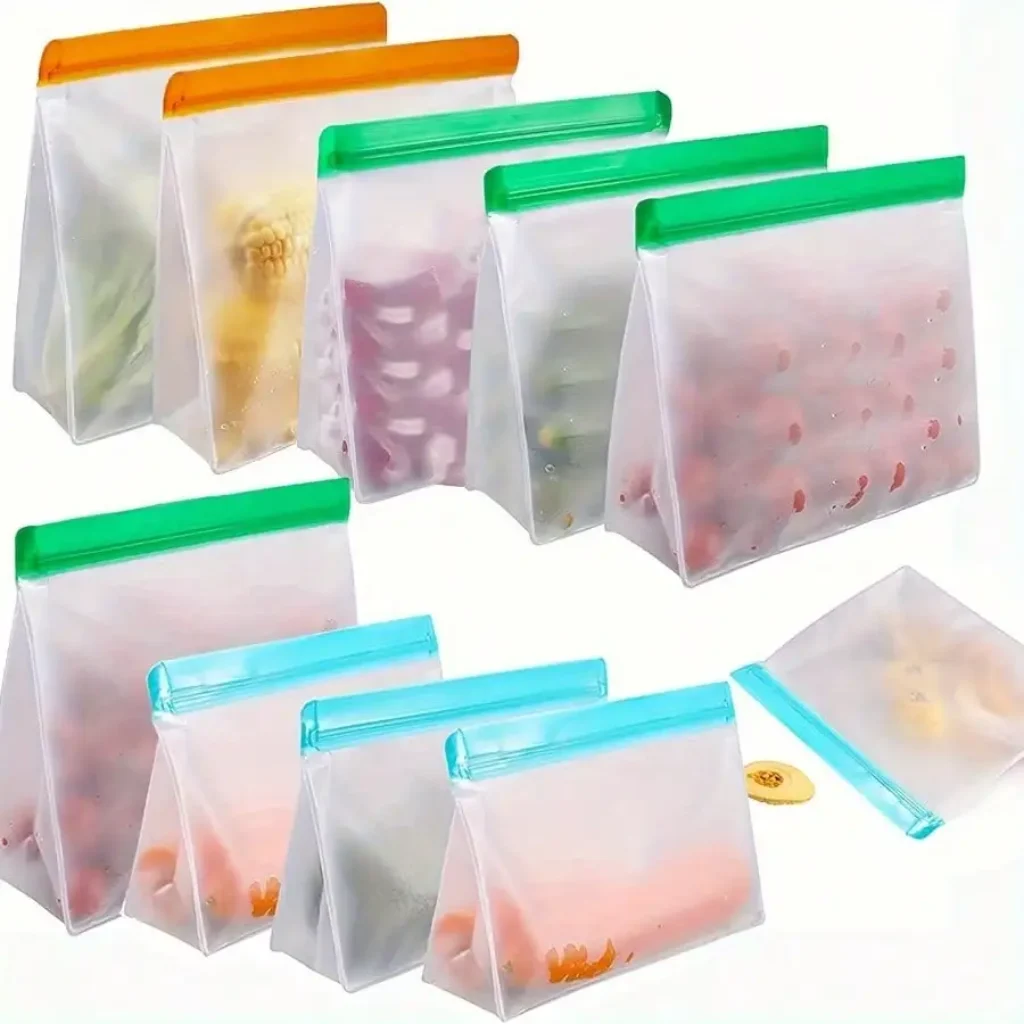 Reusable Silicone Food Storage Bag, Leak Proof Reusable