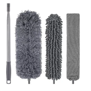 SAF 4Pcs Microfiber Duster Kit with Extension Pole 30-110 Inches for High Ceiling for Cleaning Cobweb, Blinds, Furniture,Car
