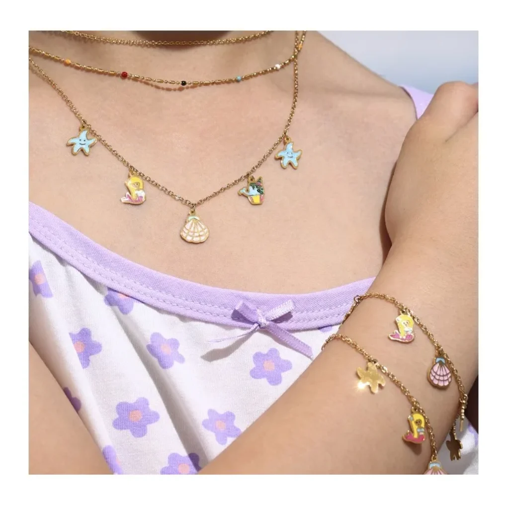 Seattle Dripping Oil Cartoon Shell Starfish Mermaid Multi-accessories Children’s Jewelry Set Fashionable Summer New Products