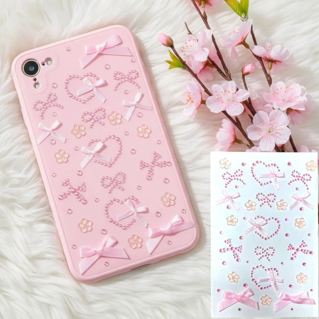 Self Adhesive Diamond Bow Stickers  Embossed Crystal Rhinestones for Cosmetic Card Holder DIY Decor Premium Non Toxic