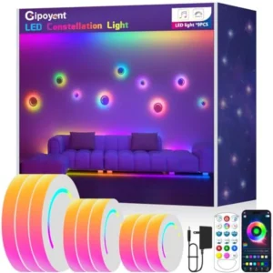 Smart Wall Light, 9-Piece LED DIY Constellation Light, RGB Color Changing, Music Sync, App and Remote Control, Ambient Lighting
