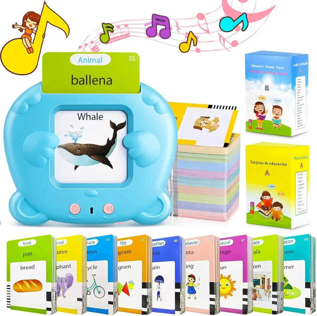 Spanish & English Talking Flash Cards for Toddler, 510 Sight Words Learning Toys,ABC & Numbers Educational Montessori Toys