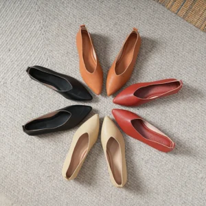 Spring Autumn Fashion Square Head Soft Leather Work