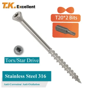 Stainless Steel Torx Wood Screws, Marine Deck Screws, Rust Resistant 316, 45mm, 55mm, 75mm