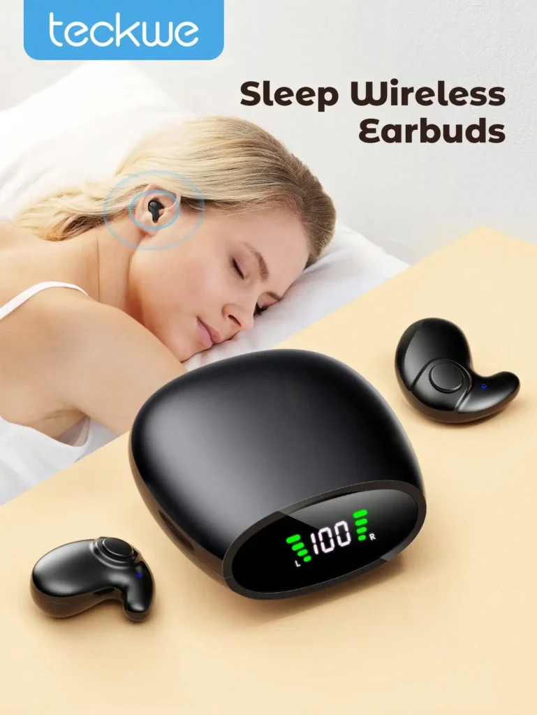 Teckwe Sleep Earbuds Ultra-Thin Wireless 5.3 Earbuds Sleepers,