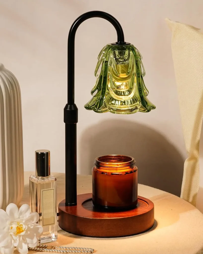 Timer & Dimmable Candle Warmer Lamp Wood Base,