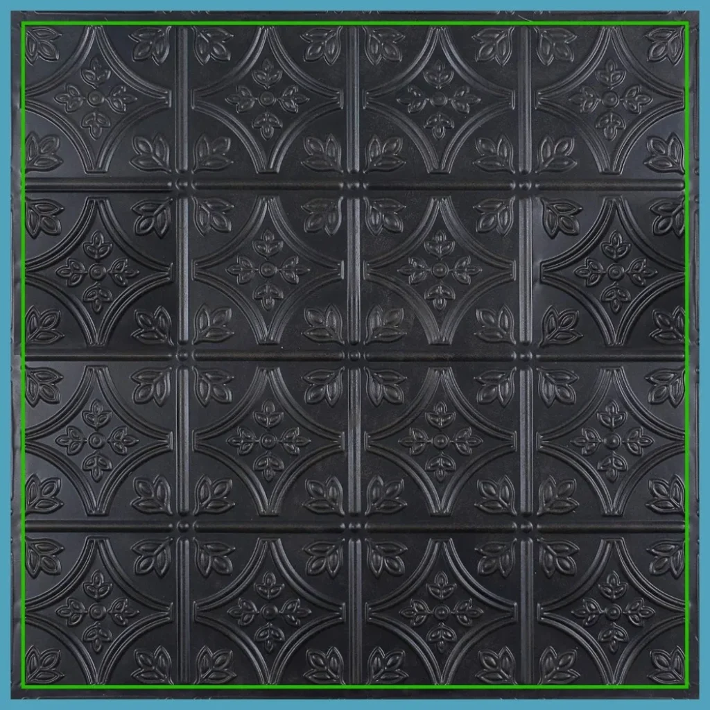 Tin Wall Tiles 24×24 Nail-Up, Stair Risers, Metal Ceiling Tiles, 5 Pack (Black)