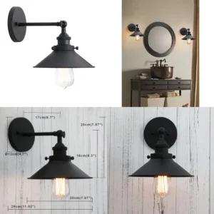 Vintage Industrial Metal Wall Sconce Lighting 180 Degree