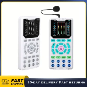 Voice Changer Portable Voice Changer Sound Card Set with Headphone Mic15 Voice Modes Noise Reduction for Phone/Computer/Xbox/PS5