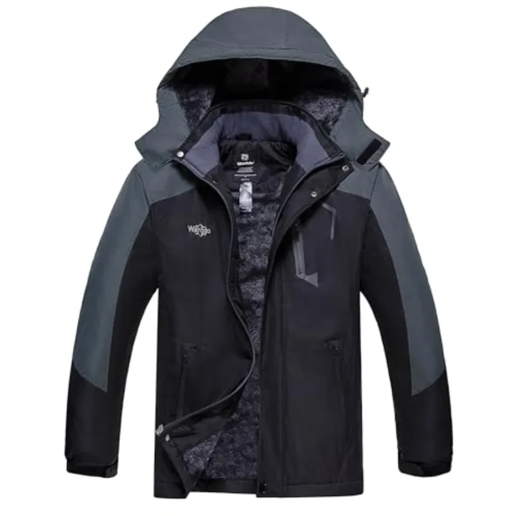 wantdo Men’s Mountain Waterproof Ski Jacket Windproof Rain Jacket Winter Warm Hooded Coat