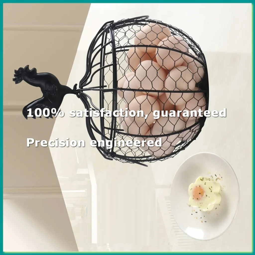 Wire Egg Basket for Gathering Fresh Eggs, Metal Chicken Egg Collecting Basket with Handle Egg Holder for Countertop A-A07G