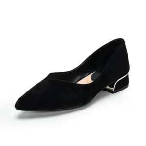 Women’s Pointed Toe Simple Chunky Heel Suede Leather