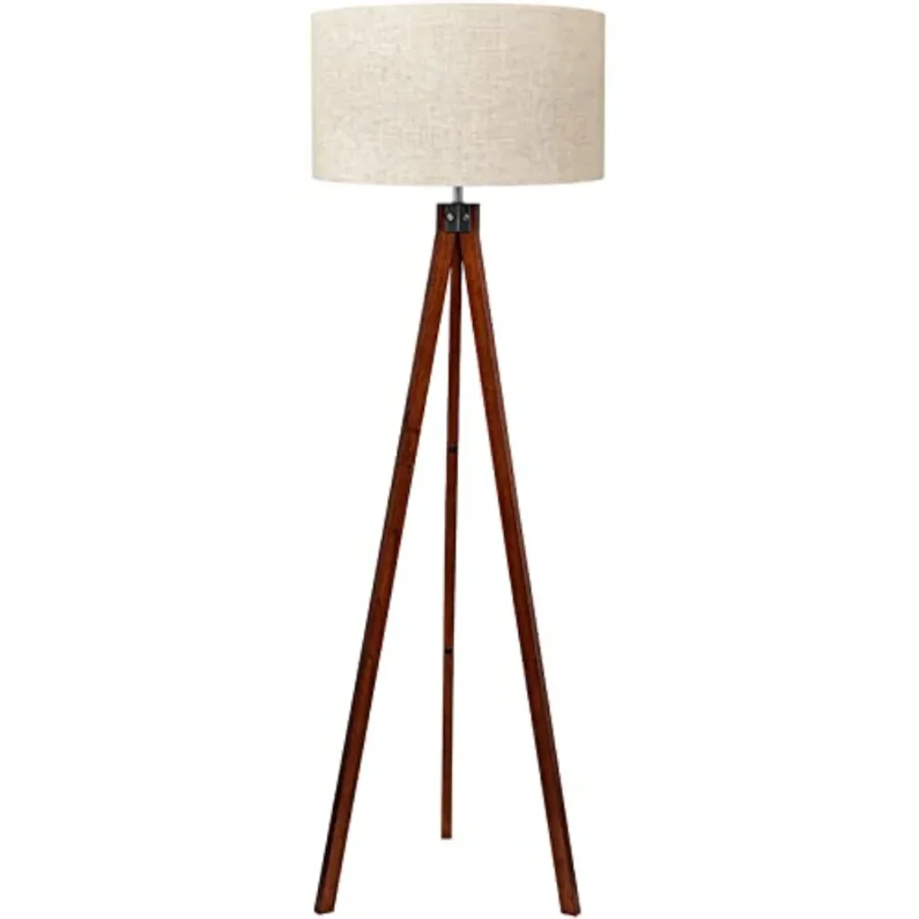 Wood Tripod Floor Lamp, Mid Century Standing Lamp, Modern Design Studying Light for Living Room, Bedroom, Study Room and Office
