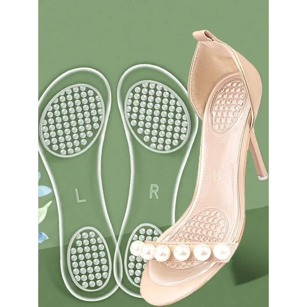 1 Pair Women’s Self-Adhesive Transparent Shock-Absorbing 3/4 Length