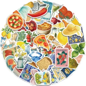 10/30/ Vintage Style Mediterranean Cartoon Stickers Aesthetics Fruit