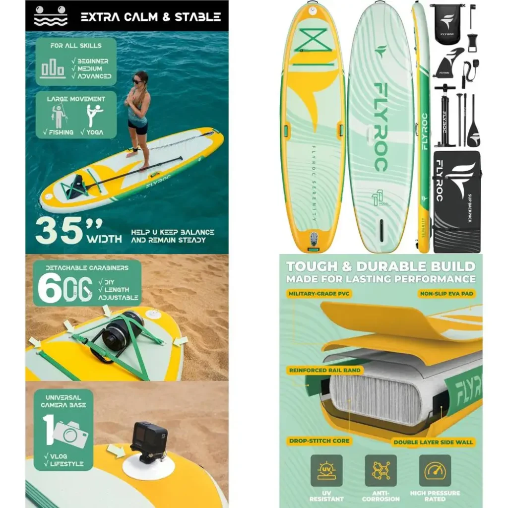 11′ x 35 Wide-Capacity Inflatable Paddleboard 3 Adults,
