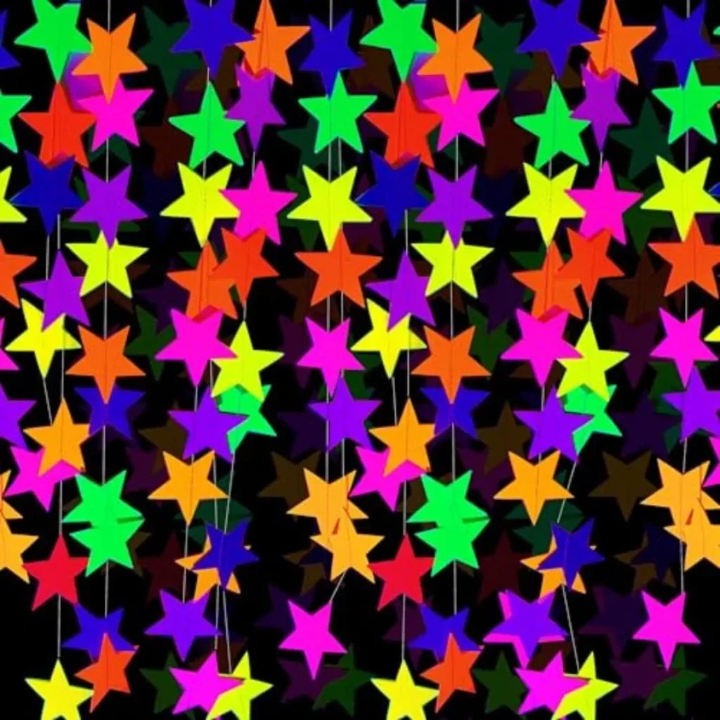 120feet UV Neon Star Hanging Paper Streamers Glow