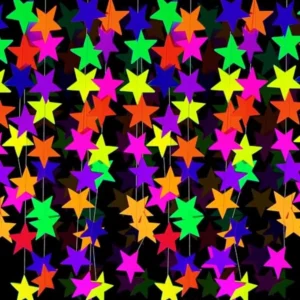 120feet UV Neon Star Hanging Paper Streamers Glow