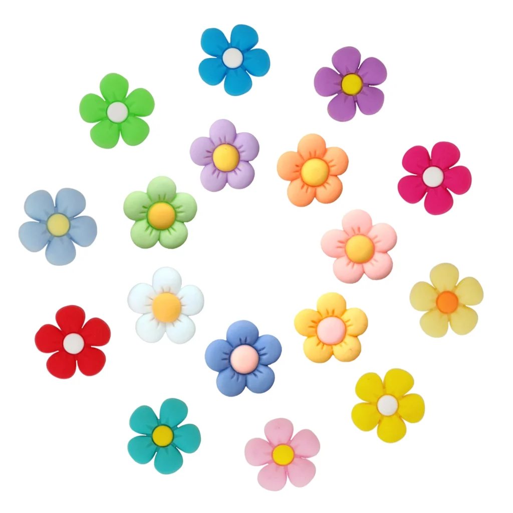 Coloeful Flowers Series Shoe Charms Bubble Slides Sandals,