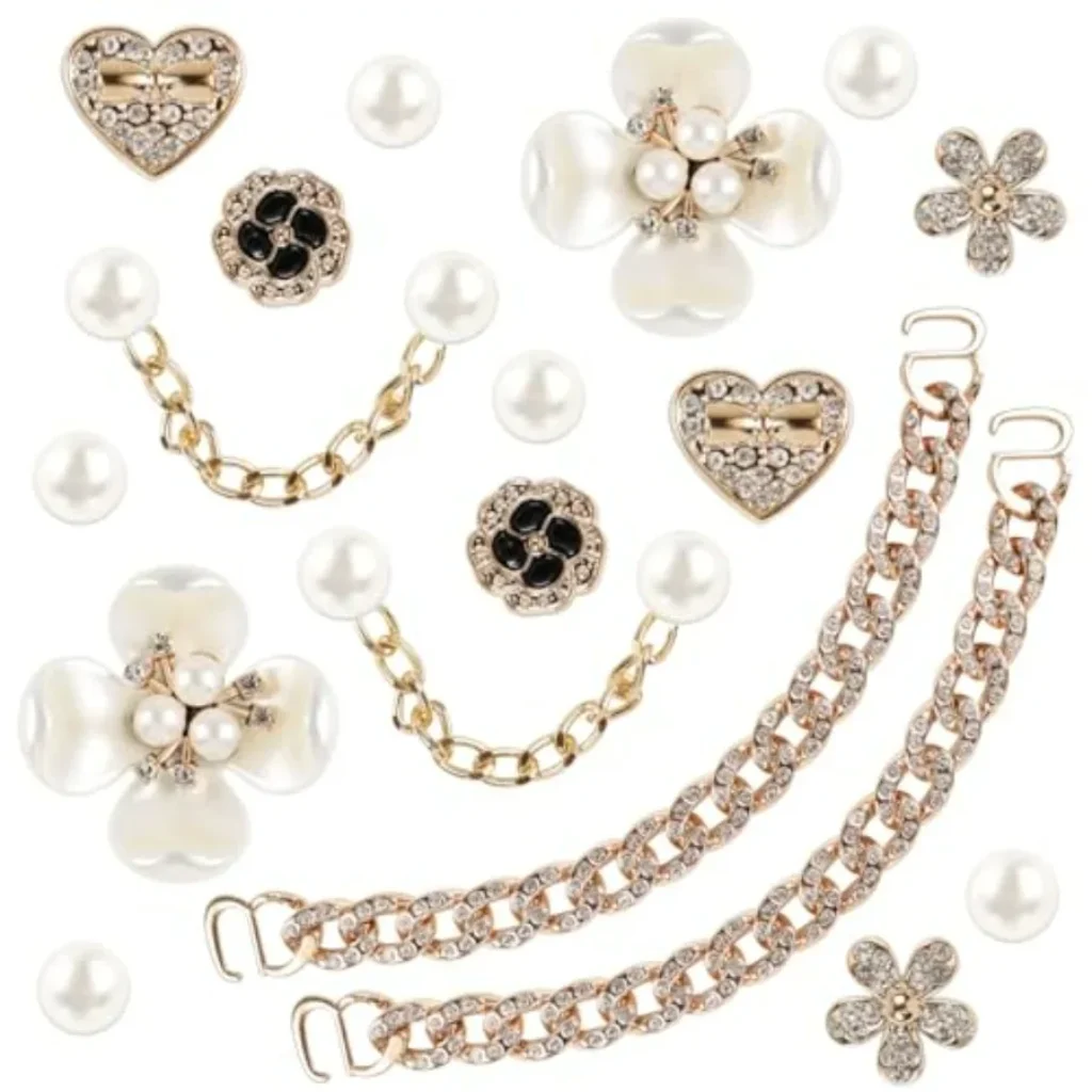 Bling Shoe Charms Women, Flower Pearl Clog Shoes