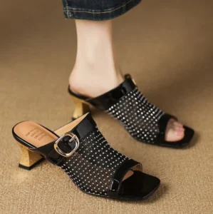 2025 Summer Chanclas Mules Breathable Women Slippers Round